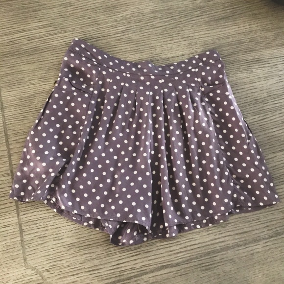 Free People • Brown & Cream Polka Dot Skort Shorts - Picture 2 of 8